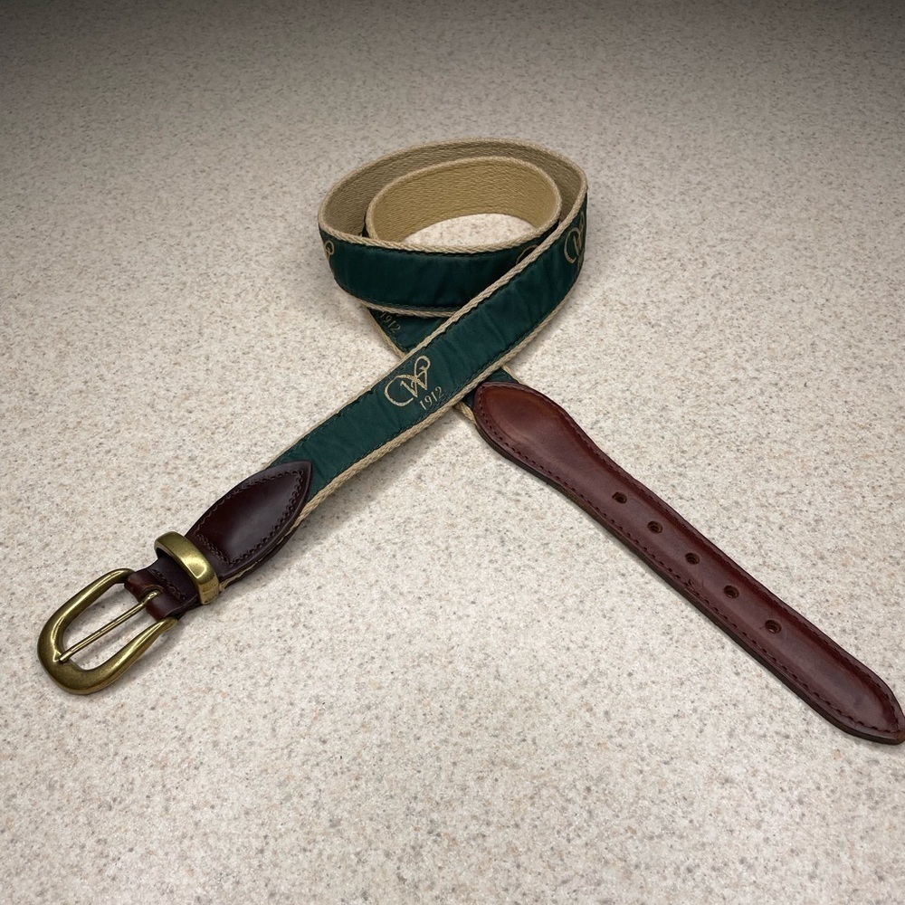NWOT Green Fabric Ribbon Leather Belt Size 42